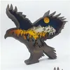 Arts And Crafts Mountain Bird Eagle Craft 3D Laser Cut Wood Home Decor Gift Art Forest Animal Table Decoration Statues Drop Delivery G Dhqe1