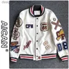Kvinnorjackor American Hip Hop Leather Jacket Baseball Uniform Men Pu Leather Design Läderjacka Löst kortjacka Män Racing Jacket L230916