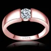 Släpp rosguldfyllda zirkonstenar Toppdesign Engagement Band Lovers Diamond Ring for Women Men249e