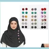 Pins Broschen Schmuck12 Stück Packung mit 12 Mti-Use Strass Schal Brosche rund Hijab Kit magnetische Sicherheitsnadeln muslimischen Schmuck Drop De267L