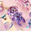 Toy Creative Cartoon Colorf Cute Bear Keychain Boutique Pendant Doll Couple Accessories Car Key Chain Bag Drop Delivery