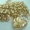 18ct 18k Gold Filled Heart Belcher Bolt Ring Chain Padlock Solid Halsband N188221K