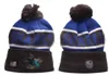 Kraken Beanies Cap Wool Ware Warm Sport Knit Hat Hockey North American Team Striped Sideline USA College Cuffed Pom Hats Men Women A1