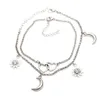 Anklets Sun Moon Love Mti Layer Sier Plated Charm Ankle Bracelets Drop Delivery Jewelry Dhopa