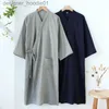 Mens Hoodies Sweatshirts In the spring and autumn period and the mens cotton gauze pajamas integrated cotton go long sweet evanate the navy blue kimono hanfu bathrobe