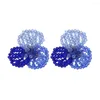 Dangle Earrings Korean Version Fresh Design Hand Woven Glass Crystal Flower Versatile Sen Series Beaded Female