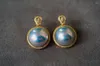 Kolczyki Dangle Solid 18k złota natura morze południowe Mabe Pearl 17,7 mm Drop for Women Fine Jewelry Birthday Presents