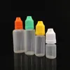 Botellas cuentagotas de PE coloridas 3 ml 5 ml 10 ml 15 ml 20 ml 30 ml 50 ml Puntas de aguja con color Tapa a prueba de niños Punta de gotero afilada Plástico Eliquid Bo Gurk