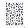 Car Stickers Fashion Halloween Design Self-Adhesive Beauty Nail Art Water Transfer 3D Skl Pumpkin Spider Web Designs Nails Decals Dr Dhjix