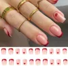 Fałszywe paznokcie 24pcs/Set Short Square Press On French Love Heart Fałszywe paznokcie z projektem Pełna okładka Odłączona manicure