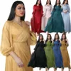 Abbigliamento etnico Abito da festa di lusso Dubai Abaya 2 pezzi Set Eid Donne musulmane Tinta unita Abito lucido Islamico Femme Kaftan Marocchino Jilbab Arabo