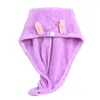 Handduk 1 PC Coral Fleece Women Girl Ears Hårturbaner för våt torkning av Superabsorberande snabbt torrt badhatt