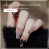 Faux ongles 24 pièces ongles mignons presse sur les pointes fini couverture complète artificielle faux long paillettes noir arc détachable patch