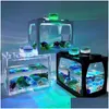 Aquários desktop aquário tanque de peixes com tipo de bateria leve pequenos suprimentos entrega gota casa jardim pet dhyno