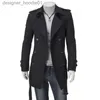 Men's Hoodies Sweatshirts Autumn and Winter Men's Korean Style Coat Fashion Trench Coat Mid-length Double-breasted Coat L230916