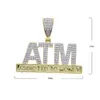 Pingente de carta ATM banhado a ouro 18K Amazon Trend colar masculino personalizado da moda