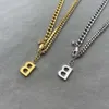 jewelry bb earrings New Letter Full Diamond Double Layer Necklace for Men and Women Can Wear Light Luxury Fashion Versatile Premium Feel