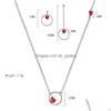 Серьги Ожерелье Meyrroyu 925 Sier Red Love Circle Женский комплект ювелирных изделий для помолвки Подарочные наборы с доставкой Dhgarden Dhxfs