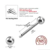 Tong Ringen 1Pc 925 Sterling Sier Ronde Rechte Barbell Voor Vrouwen 16Mm Tepel 14G Hypoallergene Piercing fijne Sieraden Drop Dhgarden Dhrc6