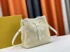 M44022 Monogrammi design champagne Borse a secchiello con coulisse Borsa in vera pelle per donna Chiusura con coulisse Zaino Zaino Tracolla Cartelle Borsa da donna