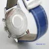 Relógio masculino luxuoso de designer, movimento de quartzo, cronógrafo, caixa de aço inoxidável, pulseira de couro azul, fecho dobrável, relógios masculinos wr266w