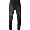 Bandana Paisley imprimé jean homme Patchwork Stretch Streetwear noir Denim crayon pantalon mince maigre déchiré pantalon 669237w