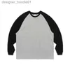 Erkek Hoodies Sweatshirts Plus Boyut Erkekler Sonbahar Yeni Stil Kontrast Renk Raglan Sleeve Japon Sıradan Gevşek Katı Dikiş Üst L230916