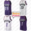 Maillot de basket-ball pour hommes et enfants Vince Carter Tracy Mcgrda maillots cousus rétro pour hommes maillots de basket-ball pour jeunes violet blanc # 15 # 1