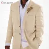 Costumes pour hommes Blazers est Beige Lin Costume Mâle Ensemble Slim Fit Ensembles Homme Marié Robe De Mariée Tuxedo Mode Veste De Bal Avec Pantalon 2 Pièces 230915