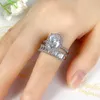 Choucong Marke Eheringe Luxusschmuck 925 Sterling Silber Ovalschliff Weißer Topas CZ Diamant Edelsteine Zirkon Ewigkeit Frauen Party Braut Paar Ring Set Geschenk