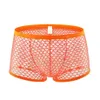 Calzoncillos para hombre Fishnet ver a través de boxeadores ropa interior ahueca hacia fuera pantalones cortos transparentes transpirables masculina gay283s