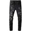 Bandana Paisley imprimé jean homme Patchwork Stretch Streetwear noir Denim crayon pantalon mince maigre déchiré pantalon 669237w