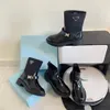 Neue schwarze Leder-Knöchel-Chelsea-Stiefel, Plateau-Slipper, rund, flache Stiefeletten, klobiger Halbstiefel, Luxus-Designer, High-Top-Schuhe für Damen, Knight Boots 04