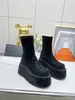 Designerskie skórzane buty kostki ślizgowe okrągłe platforma na platforma obcasy dla kobiet luksusowe moda Ins Evening Party Buty fabryczne obcasy obuwie 10 cm