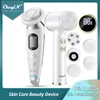 Elektriska ansiktsskrubber CKEYIN 6 I 1 Electric Rotation Ansiktsrengöring Brush Hot Compress Face Lyft Massager Ems LED Photon Skin Care Winkle Ta bort L230920