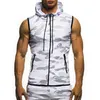 Men's Tank Tops Male Summer Sweatshirt Men Military Slim Top Camouflage Gyms Fitness Zipper Hooded Vest Sleeveless Hoodie Tees MY078 230915