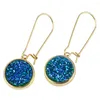 Dangle Earrings TUMBEELLUWA Round Natural Titanium Crystal Druzy Kidney Wire Hook Drop For Women