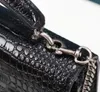 Spiegelqualität Sunset Embossed Crocodile Shiny Umhängetaschen Frau Mode Goldkette Designer Umhängetasche echtes Leder Luxurys Handtaschen Hardware-Tasche