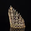 Barrettes Luxury Crystal Pageant Crown Tiaras Gold Color Large Crowns For Women Hair Clips & Barrettes242C