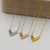 Titanium steel Korean version of the three-dimensional V letter necklace fashion for women's short collarbone necklace access177m