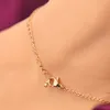 Delicate Butterfly Anklet Rose Gold Titanium Steel Chain Bracelet Women Girl Lover Barefoot Fashion Foot Chain Jewelry2349