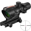 FIRE WOLF Tactical 4X32 Scope Sight Real Fiber Optics Red Illuminated Tactical Riflescope with 20mm Dovetail for Hunting