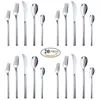 Dinnerware Sets 20Pcs/set Cutlery Set 304 Stainless Steel Flatware Western Silverware Knife Spoon Fork Dishwasher Safe Drop