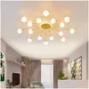 Ljuskronor Nordic Modern LED Chandelier Lighting Flush Mount Light Living Room Bedroom Kitchen Glass Bubble Lamp Fixtures Drop Deli DHHXC