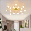 Chandeliers Nordic Modern Led Chandelier Lighting Flush Mount Light Living Room Bedroom Kitchen Glass Bubble Lamp Fixtures Drop Deli Dhhxc