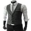 2019 Modest Black Vest Single Breasted Groom Vests British Style Men's Suit Vests Slim Fit Men's Dress Vest Wedding Wais229T