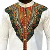 2020 Fashion Men's African Clothes Rich Bazin White Personalized Print Long Sleeve Shirt Kenya Nigeria South Africa Clothing 257v