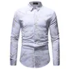 Camisa estampada floral branca masculina 2020, nova marca slim fit de manga comprida, camisas sociais masculinas, camisa casual para festa e férias para homens244a