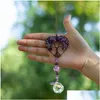 Hängen Amethyst Heart Tree of Life Wall Hanging Healing Spiritual Window Decor Chakra Prism Naturlig kristall hänge hem prydnad dr dho3c