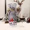 메리 크리스마스 장식품 만화 인쇄 샴페인 와인 병 커버 병 가방 홈 페스티브 파티 장식